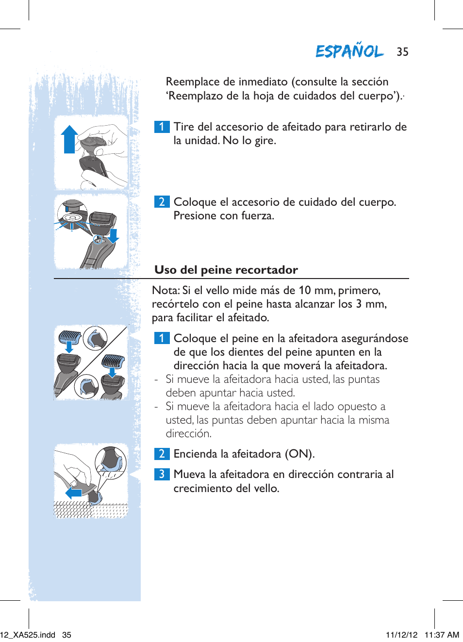 Español | Philips XA525-42 User Manual | Page 35 / 48