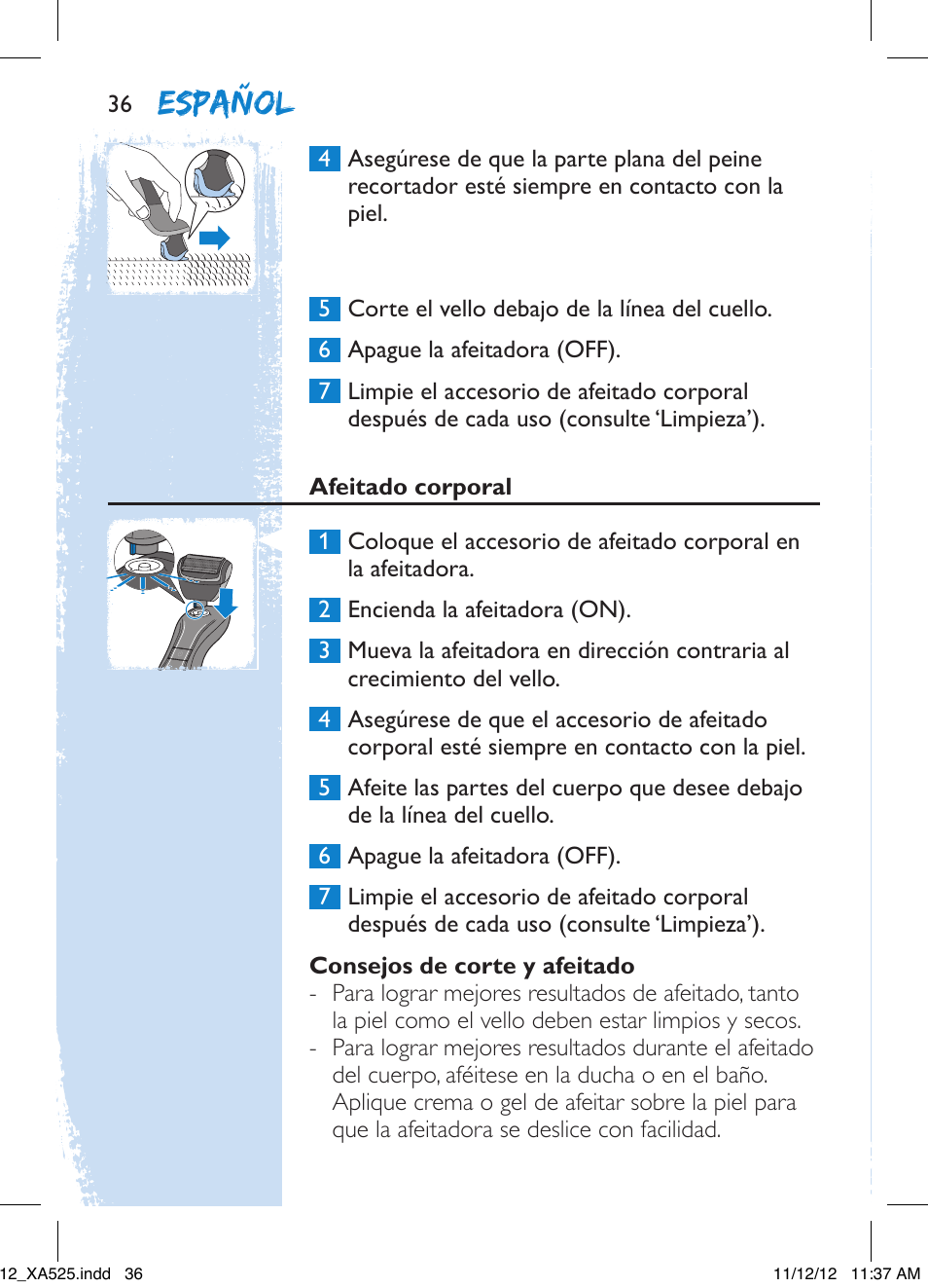 Español | Philips XA525-42 User Manual | Page 36 / 48