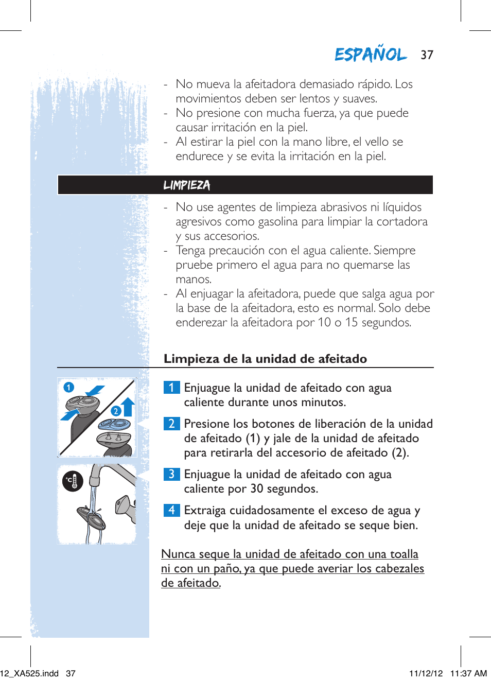 Español | Philips XA525-42 User Manual | Page 37 / 48