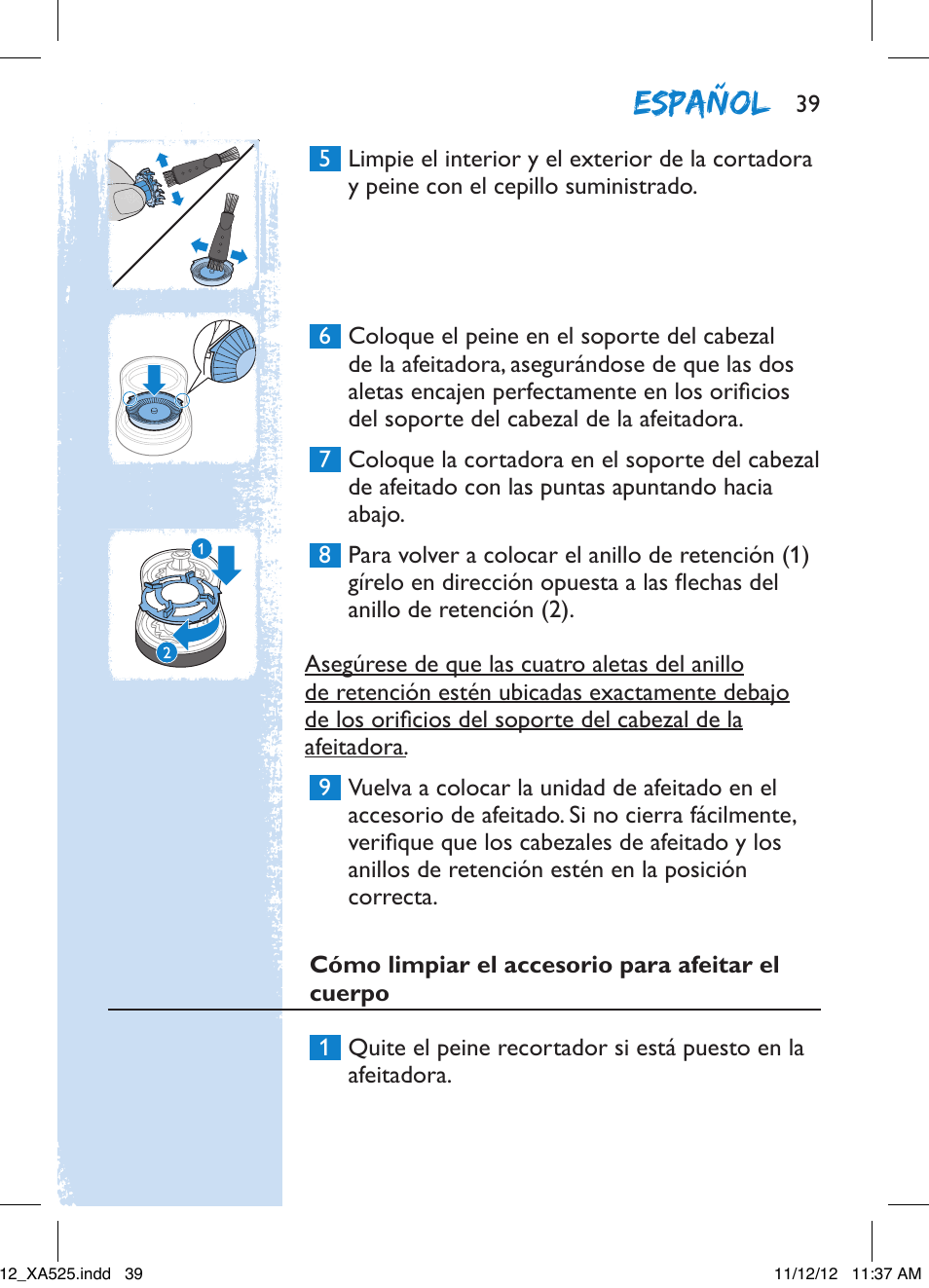 Español | Philips XA525-42 User Manual | Page 39 / 48