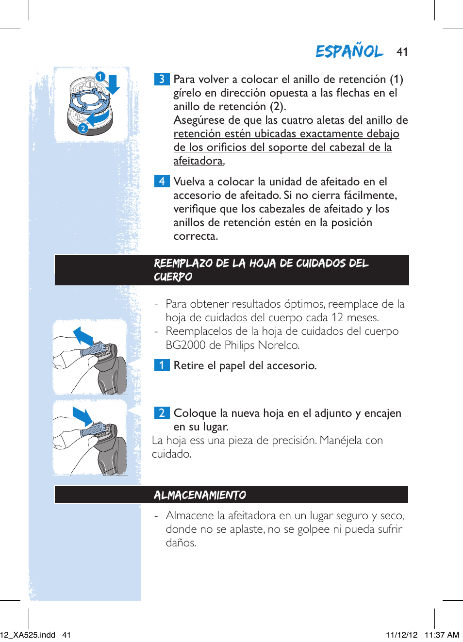 Español | Philips XA525-42 User Manual | Page 41 / 48