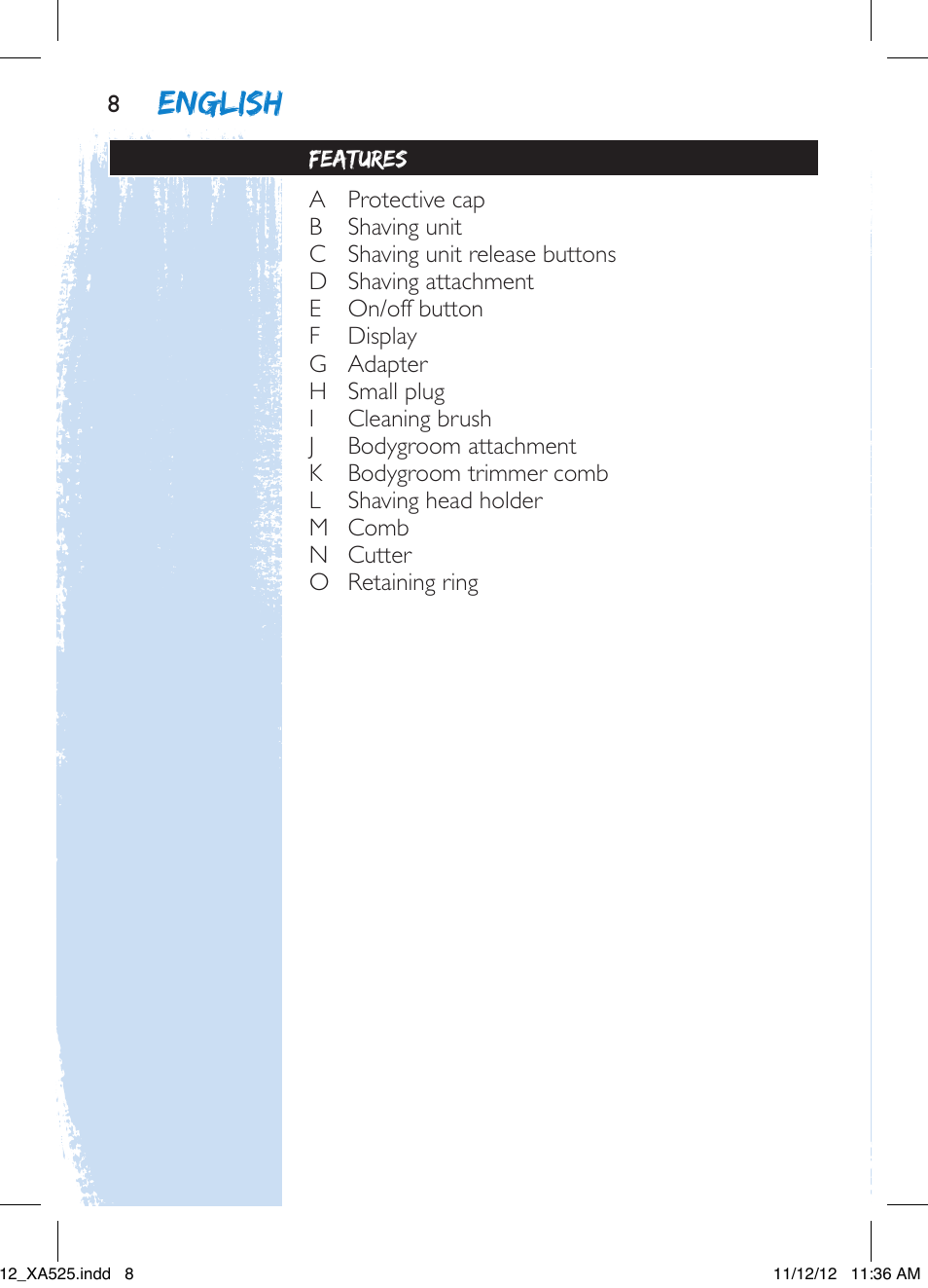 English | Philips XA525-42 User Manual | Page 8 / 48