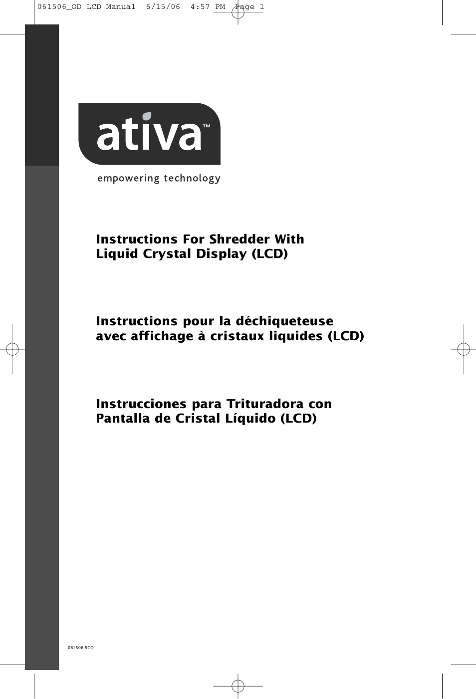 Ativa 061506-5OD User Manual | 12 pages
