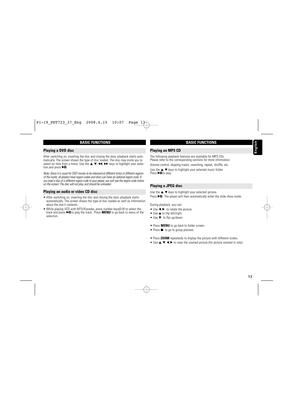 Philips PET723-37B User Manual | Page 13 / 20