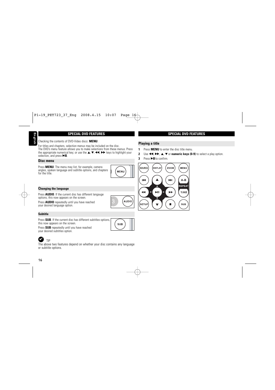 Philips PET723-37B User Manual | Page 16 / 20