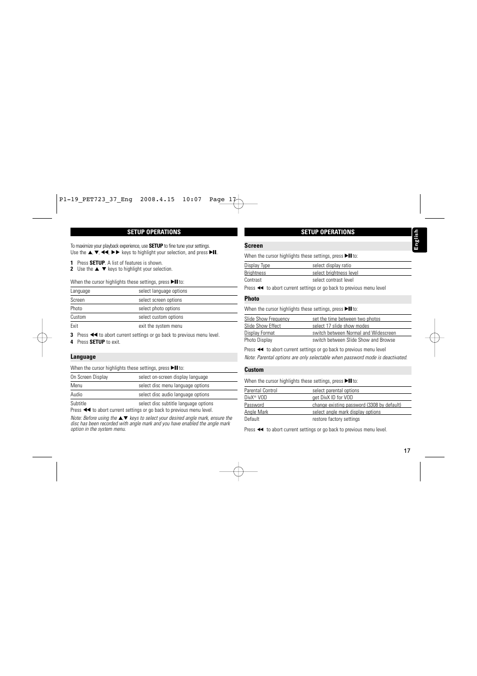 Philips PET723-37B User Manual | Page 17 / 20