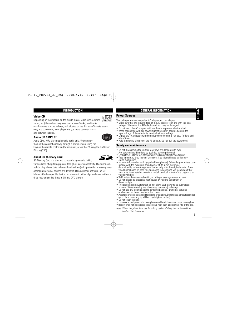 Philips PET723-37B User Manual | Page 9 / 20