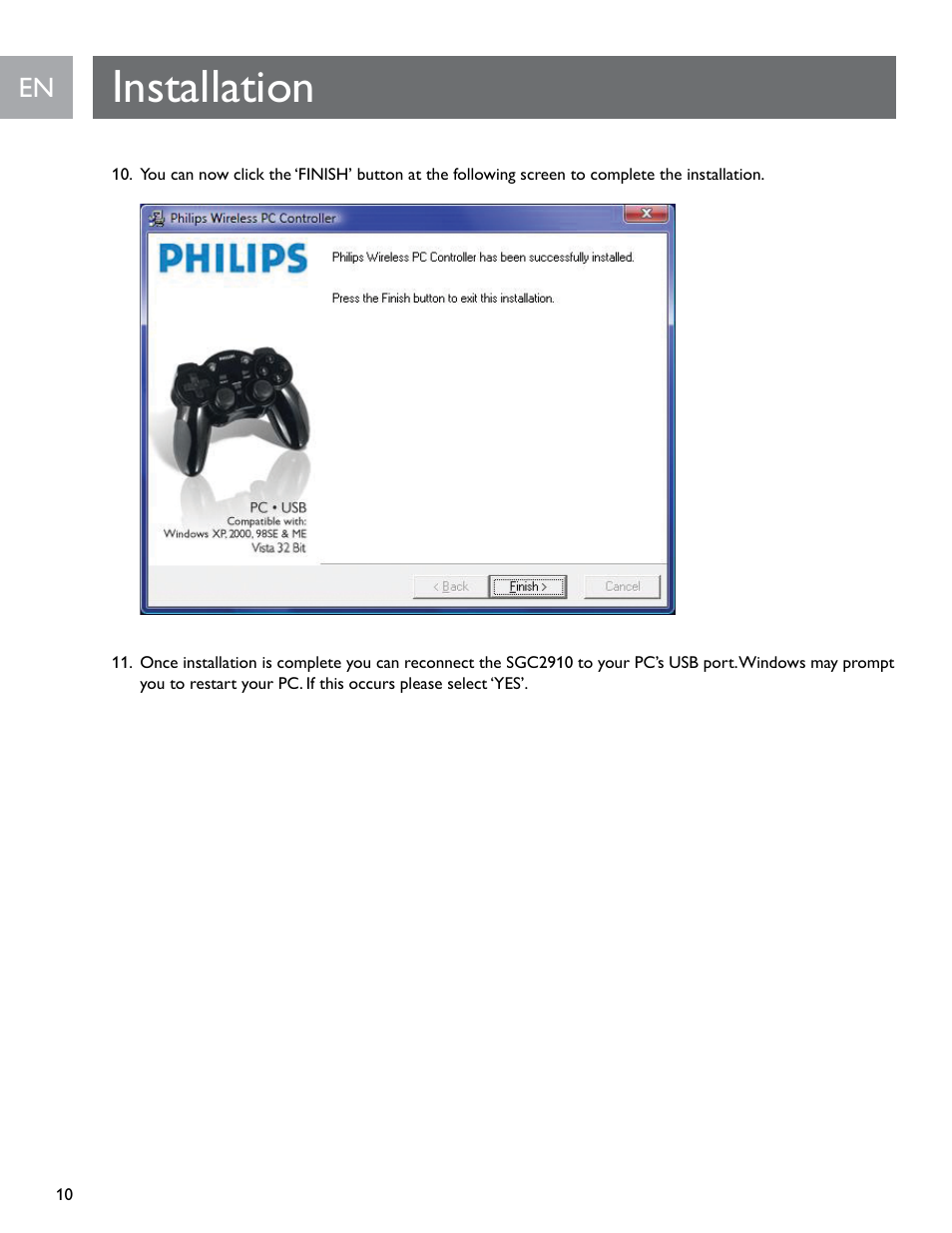 Installation | Philips SGC2910-27 User Manual | Page 10 / 40