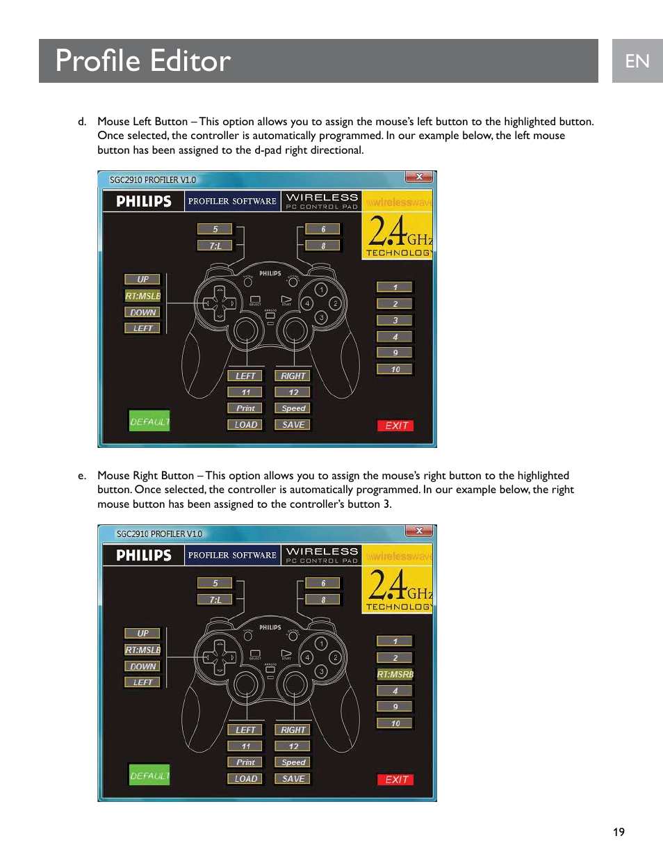 Profile editor | Philips SGC2910-27 User Manual | Page 19 / 40