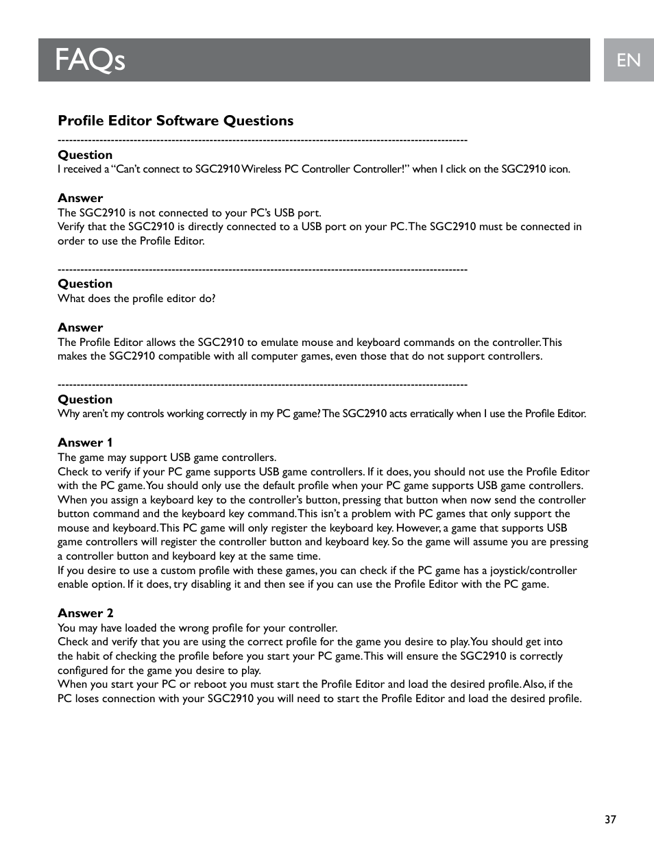 Faqs | Philips SGC2910-27 User Manual | Page 37 / 40