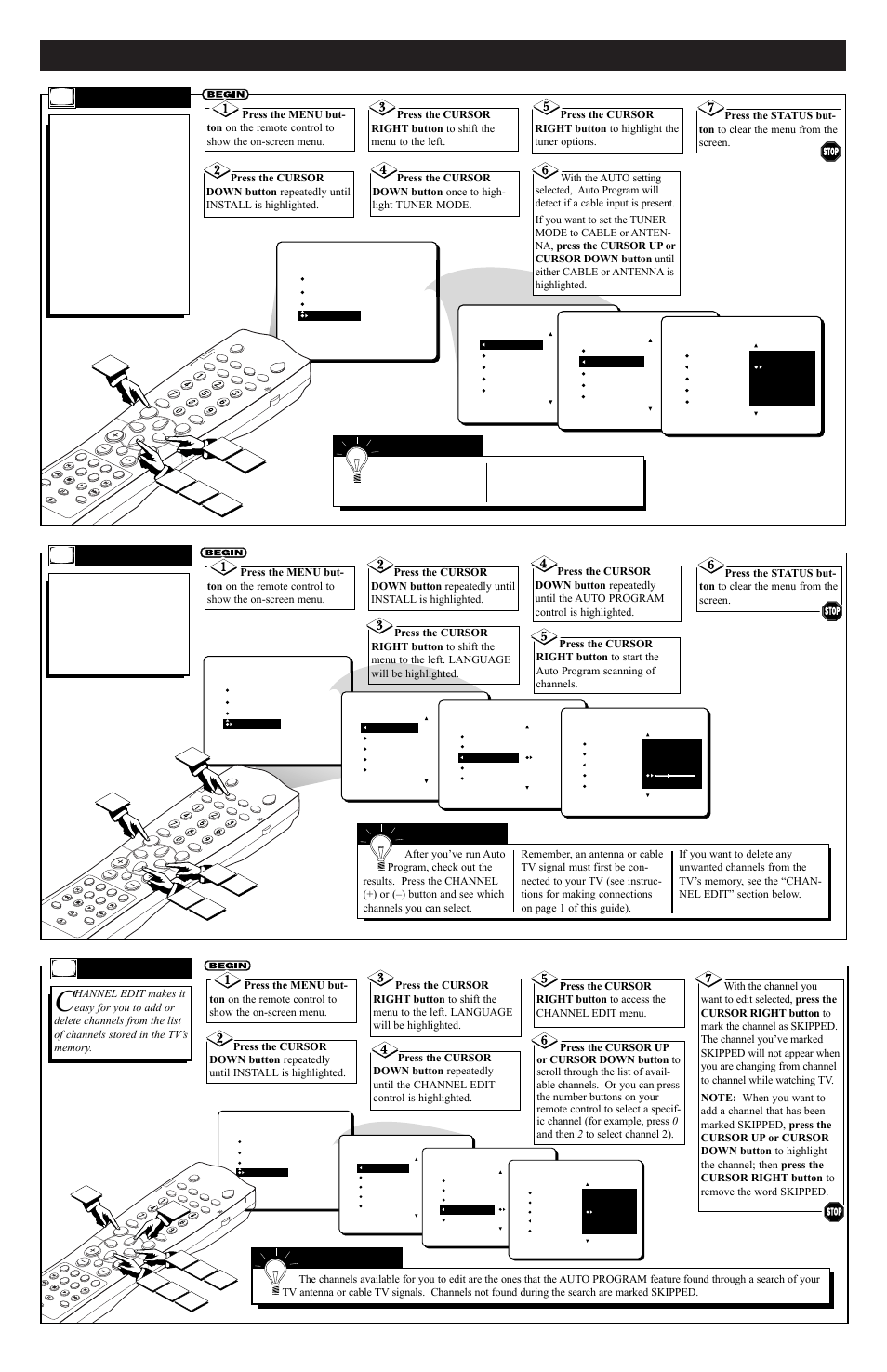 Ow to, Se the, Elevision | Nstall, Eatures, Uner, Rogram, Hannel | Philips 32DV60S User Manual | Page 7 / 8