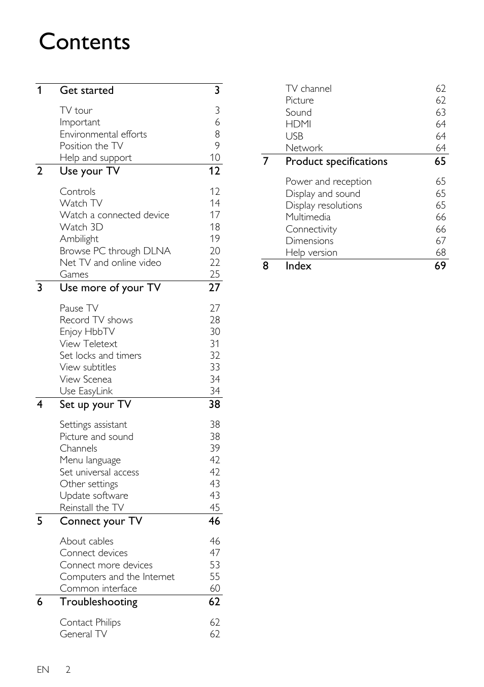 Philips 32PDL7906T-12 User Manual | Page 2 / 72