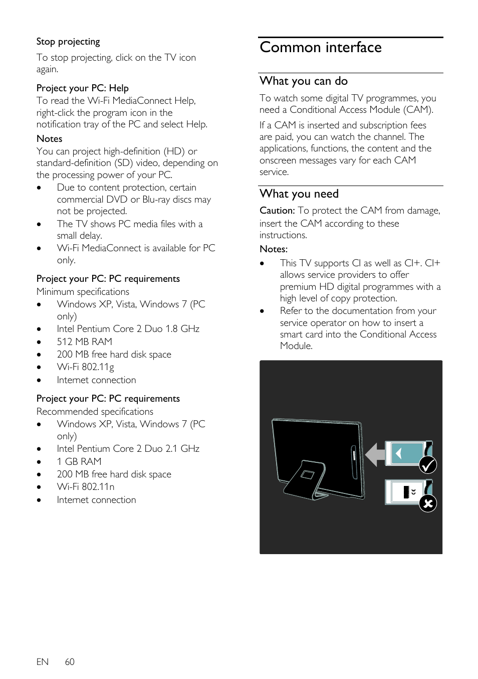 Common interface, What you can do, What you need | Philips 32PDL7906T-12 User Manual | Page 60 / 72