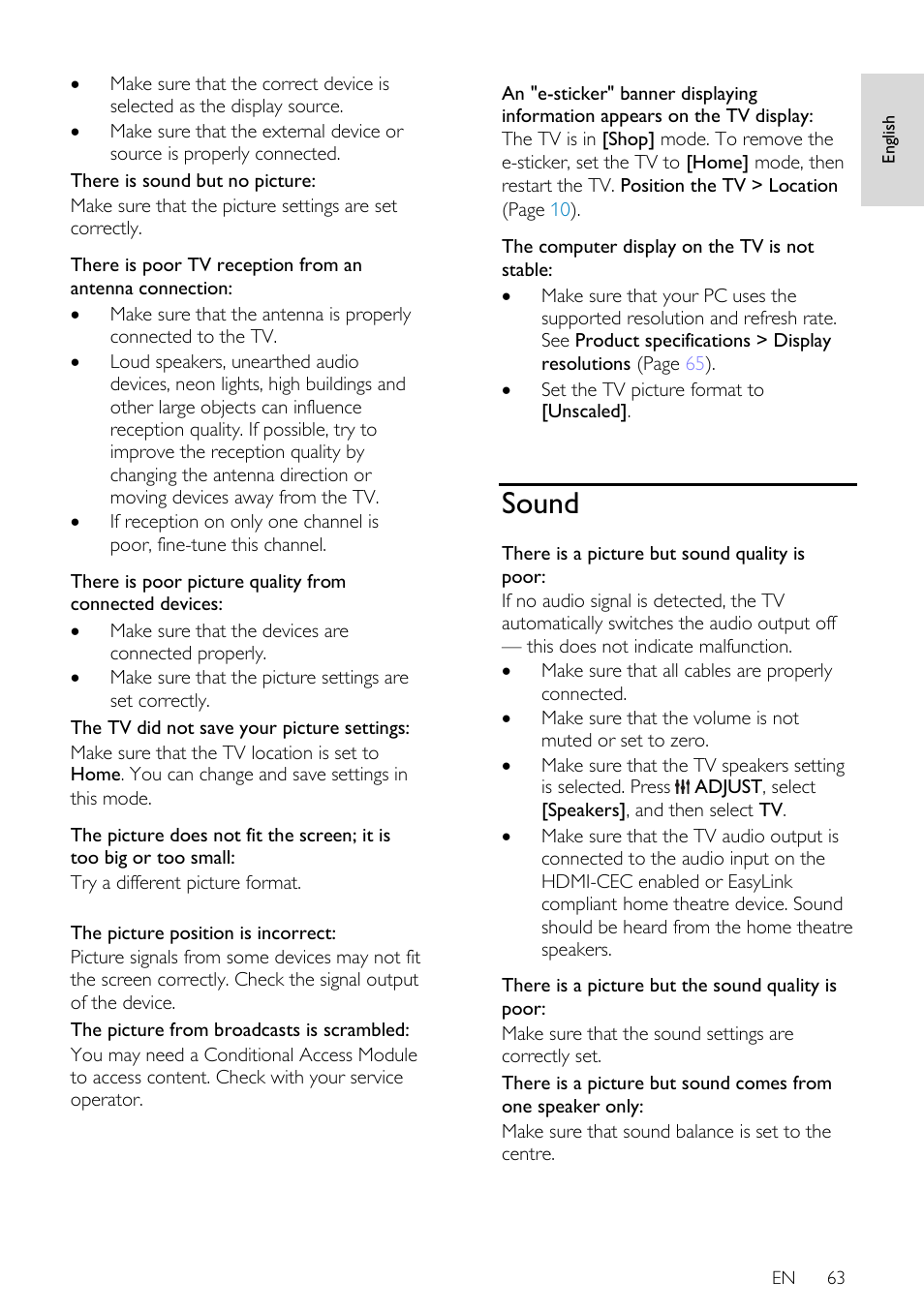 Sound | Philips 32PDL7906T-12 User Manual | Page 63 / 72