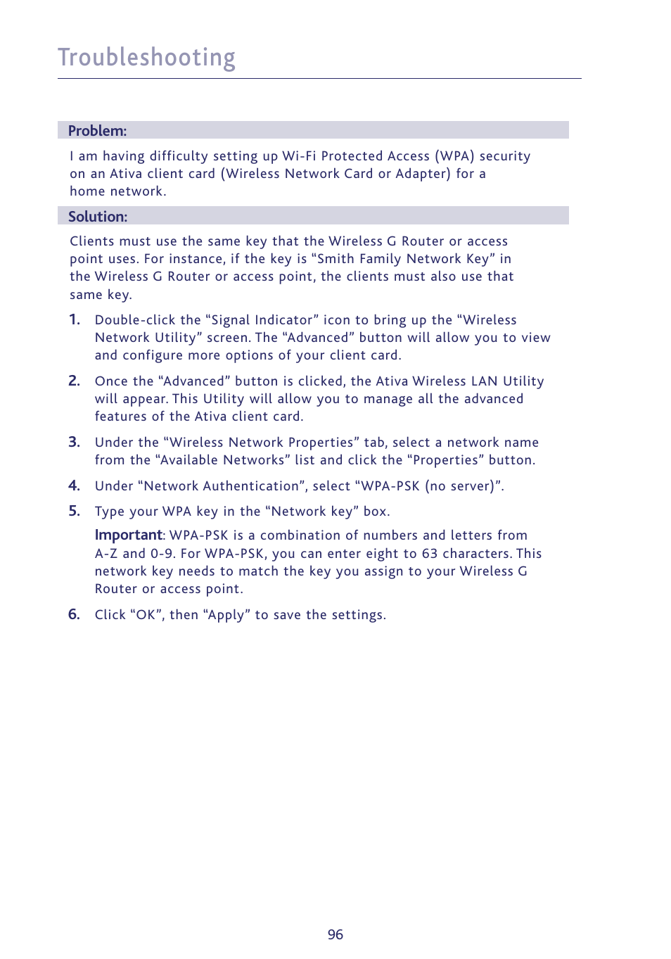 Troubleshooting | Ativa P75234 User Manual | Page 101 / 108