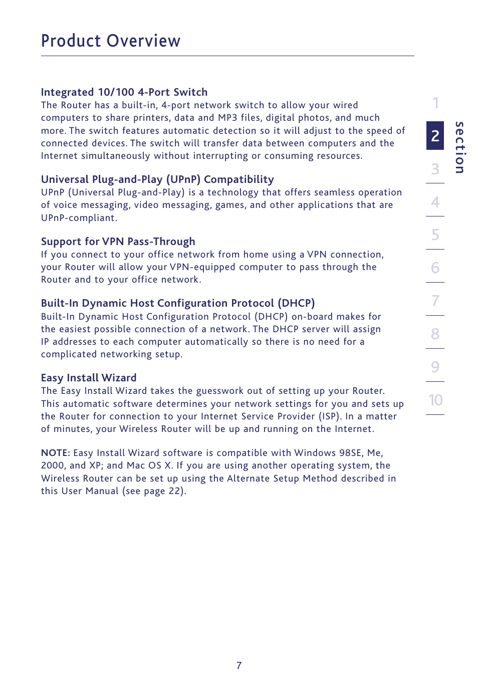 Product overview, Se ct io n | Ativa P75234 User Manual | Page 12 / 108