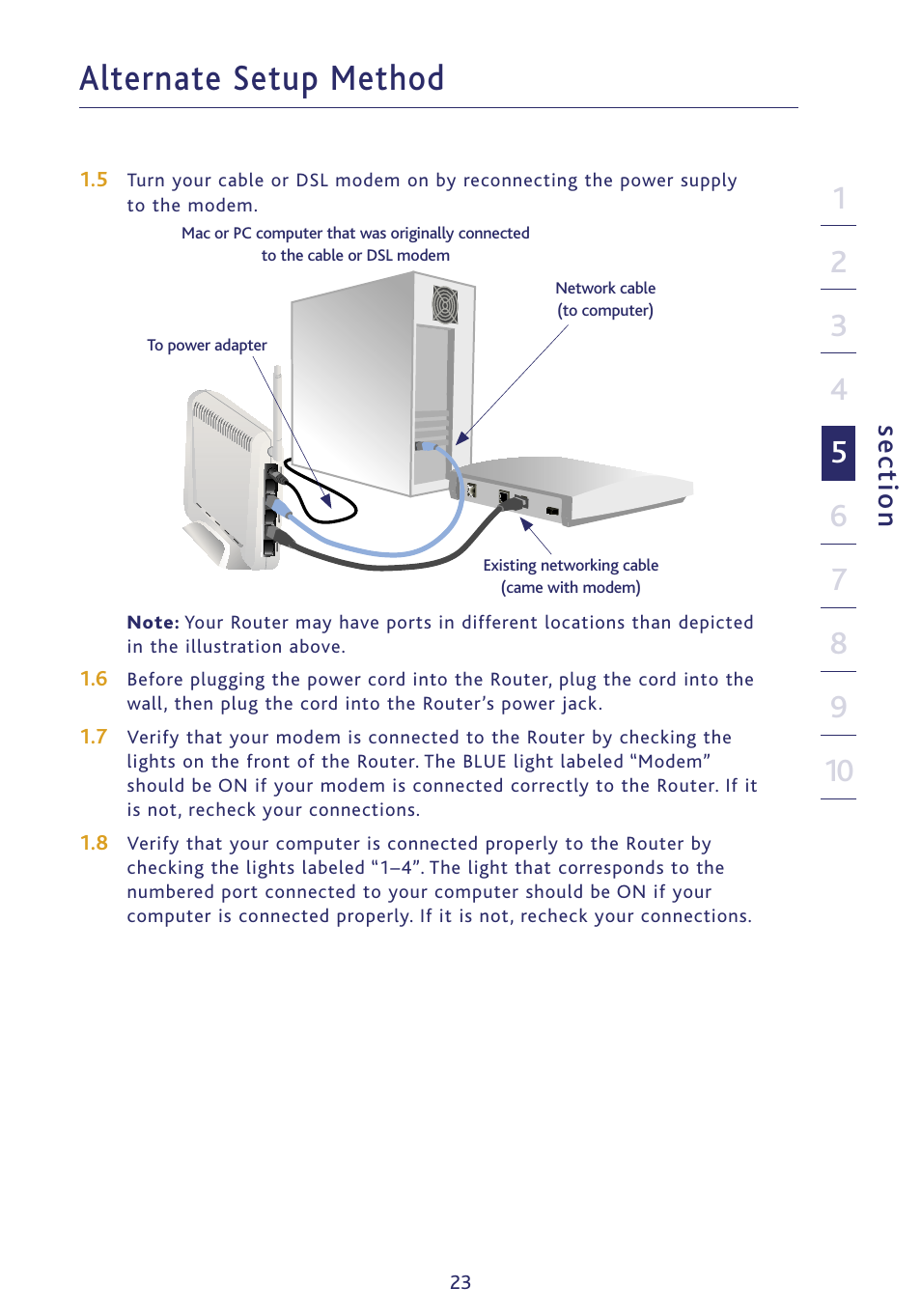 Alternate setup method, Se ct io n | Ativa P75234 User Manual | Page 28 / 108