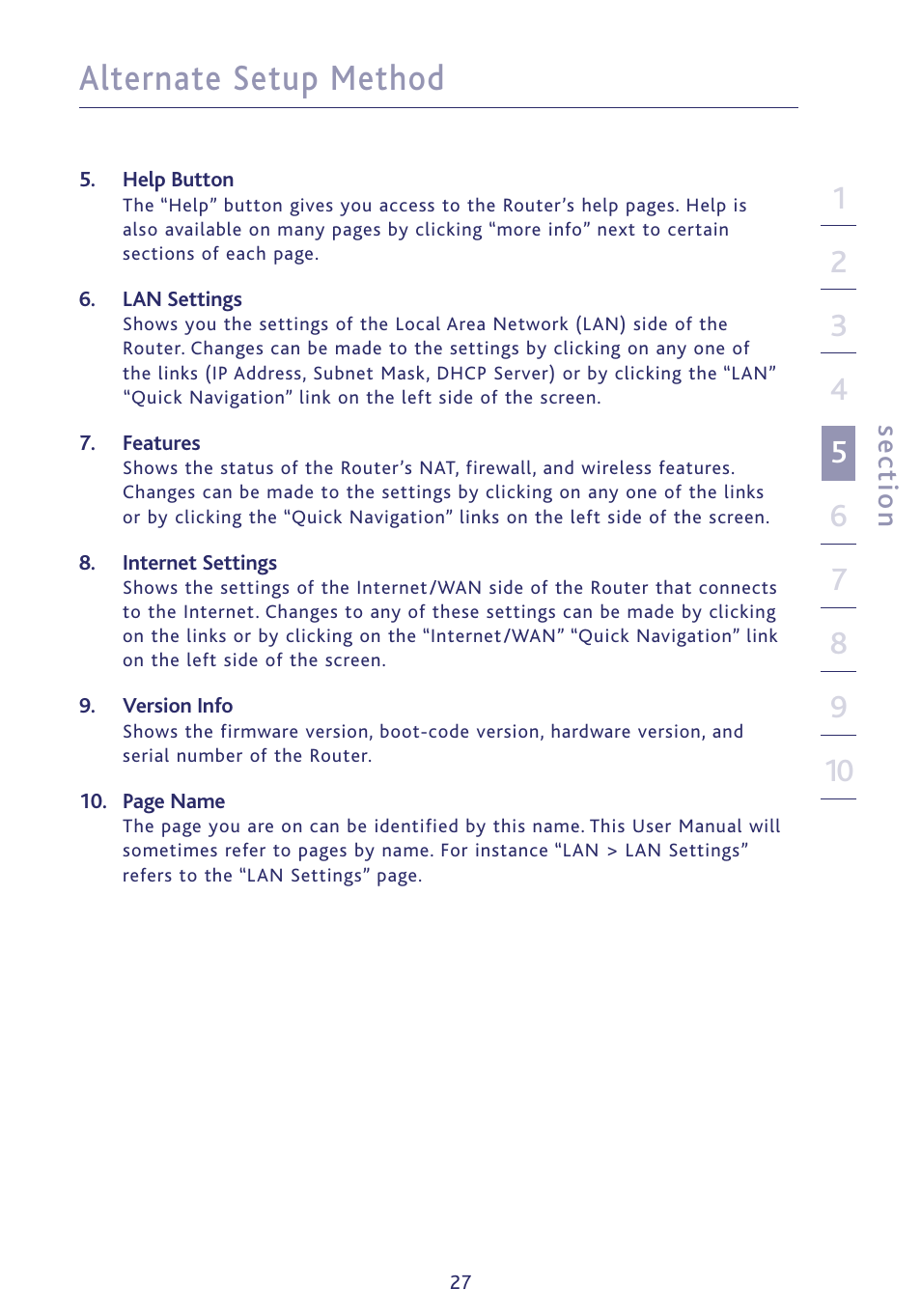 Alternate setup method, Se ct io n | Ativa P75234 User Manual | Page 32 / 108