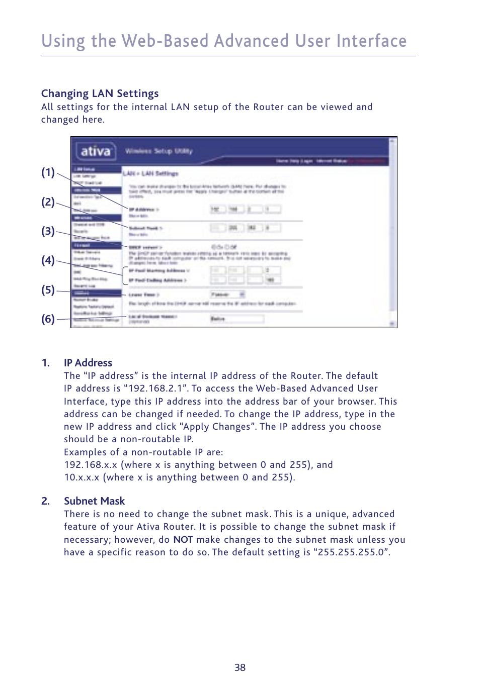 Using the web-based advanced user interface | Ativa P75234 User Manual | Page 43 / 108