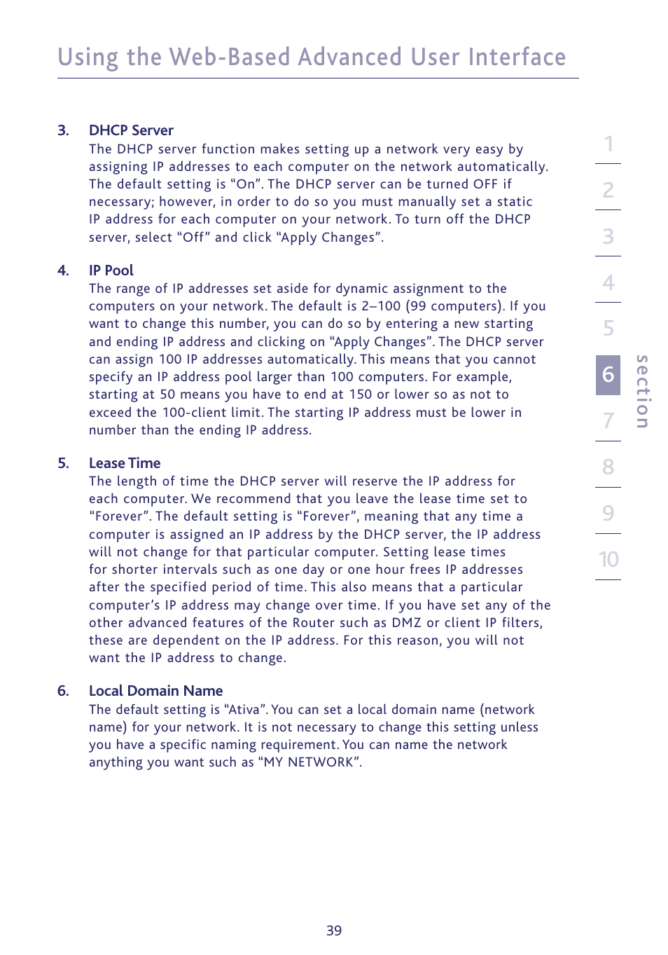 Using the web-based advanced user interface | Ativa P75234 User Manual | Page 44 / 108