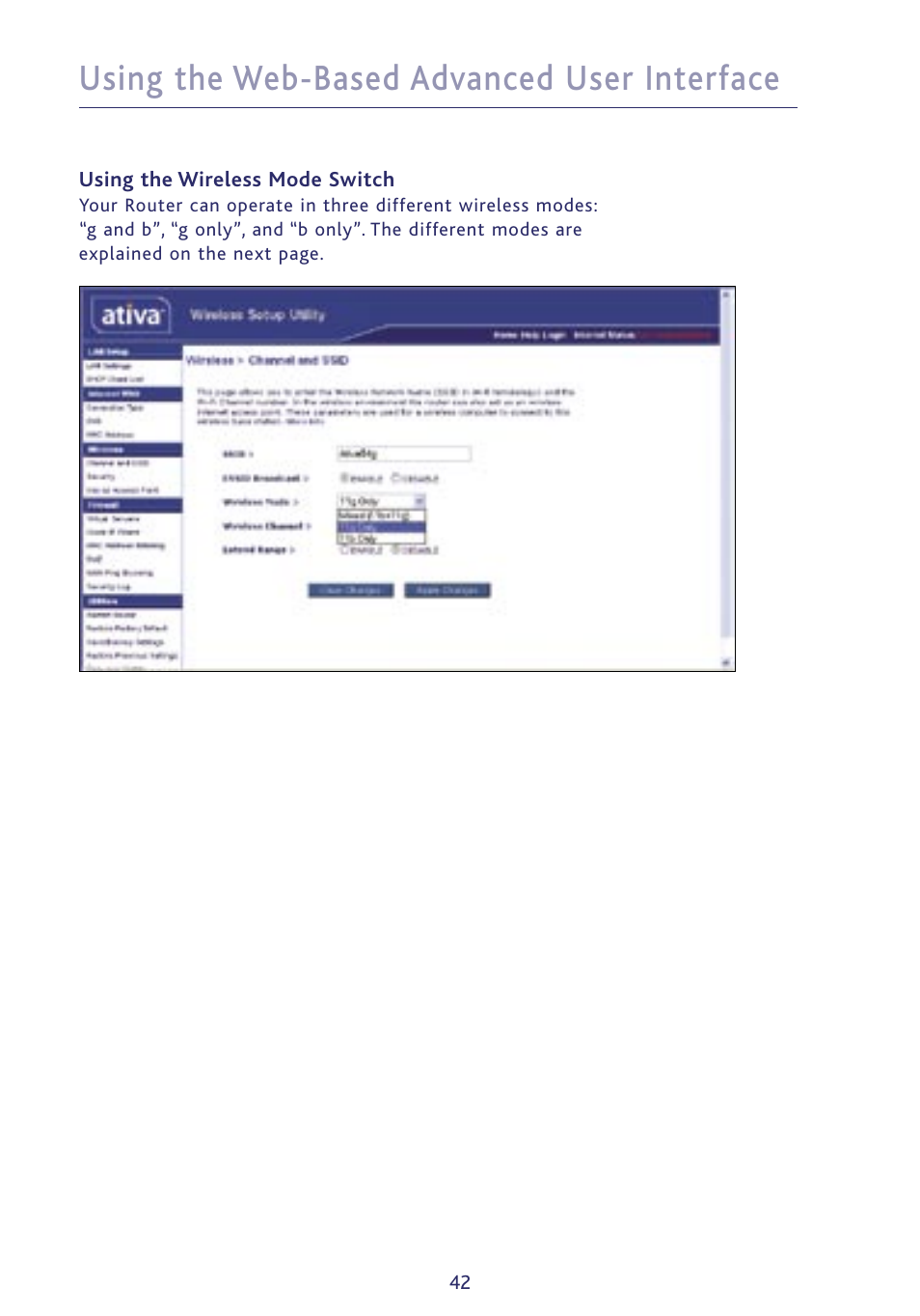Using the web-based advanced user interface | Ativa P75234 User Manual | Page 47 / 108