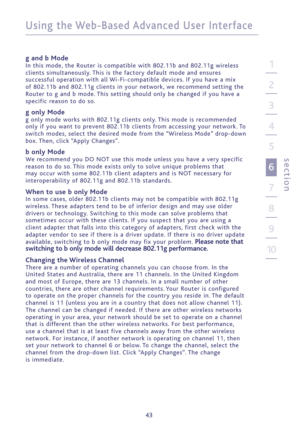 Using the web-based advanced user interface, Se ct io n | Ativa P75234 User Manual | Page 48 / 108