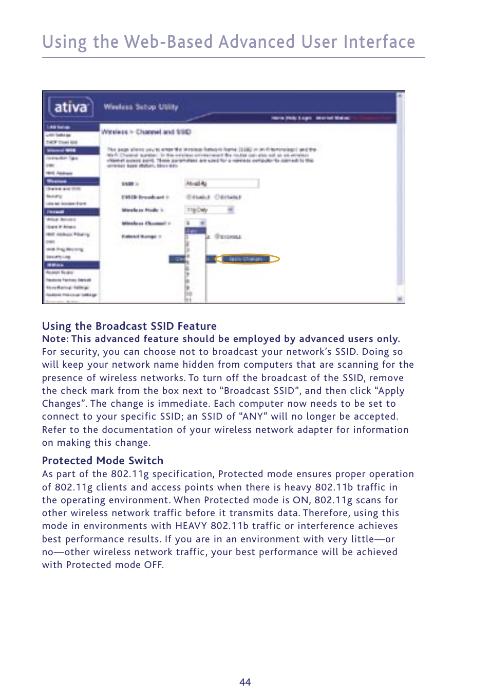 Using the web-based advanced user interface | Ativa P75234 User Manual | Page 49 / 108