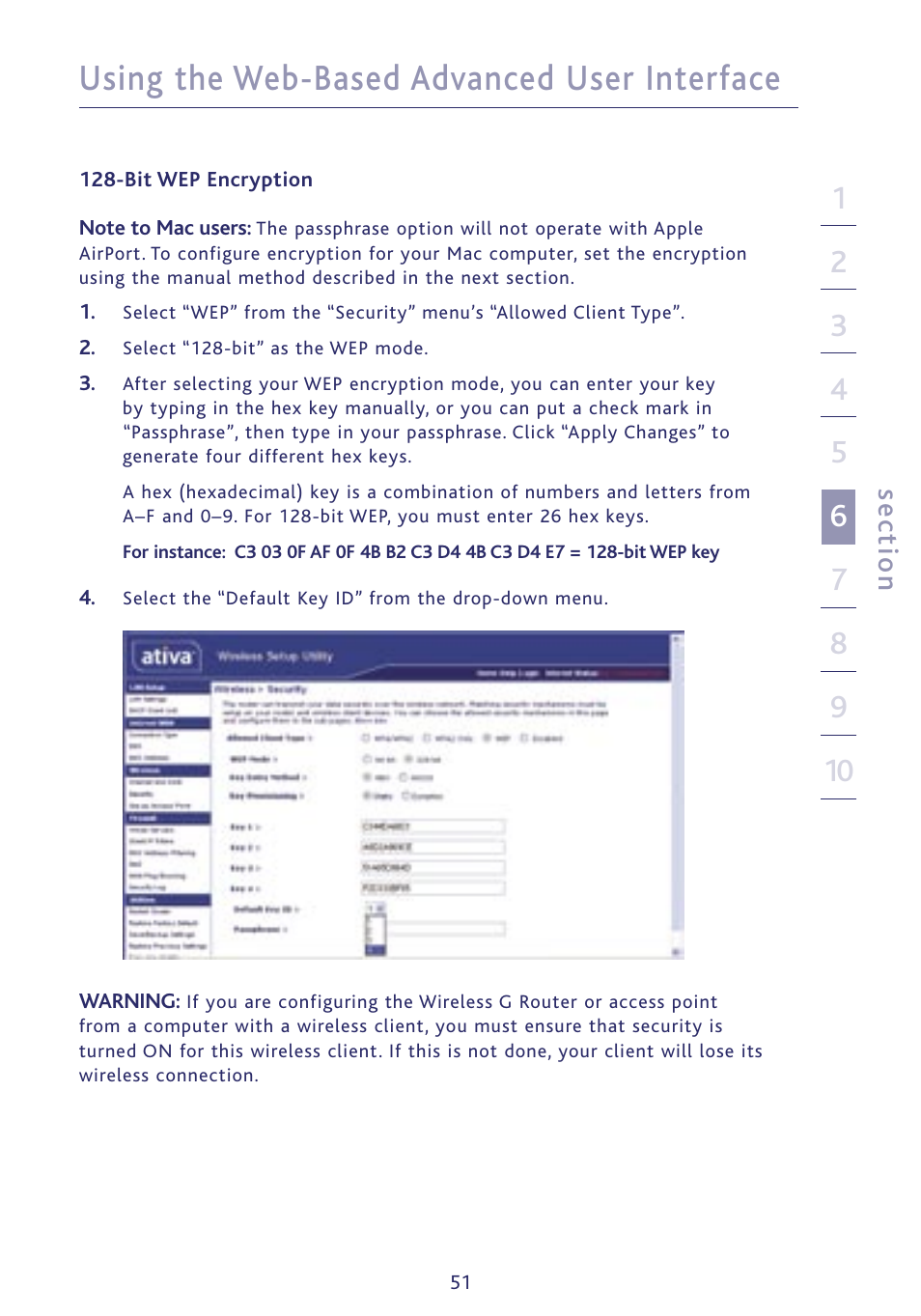 Using the web-based advanced user interface, Se ct io n | Ativa P75234 User Manual | Page 56 / 108
