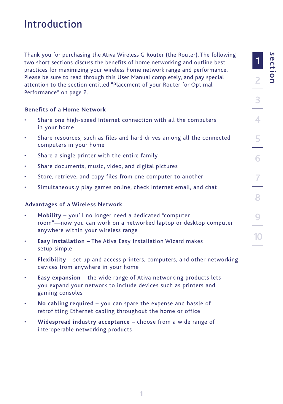 Introduction, Se ct io n | Ativa P75234 User Manual | Page 6 / 108