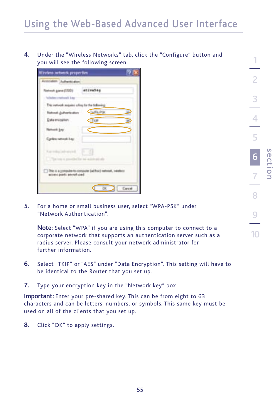 Using the web-based advanced user interface, Se ct io n | Ativa P75234 User Manual | Page 60 / 108