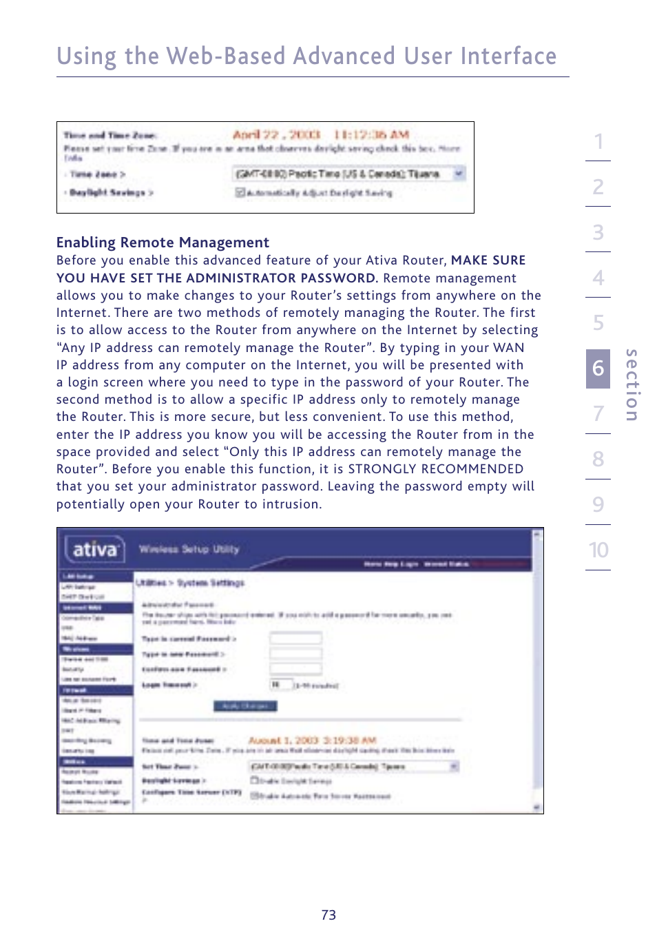 Using the web-based advanced user interface | Ativa P75234 User Manual | Page 78 / 108
