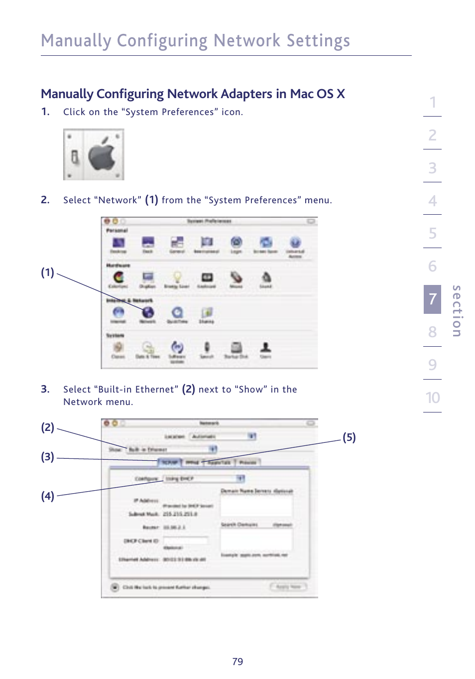 Manually configuring network settings, Se ct io n | Ativa P75234 User Manual | Page 84 / 108