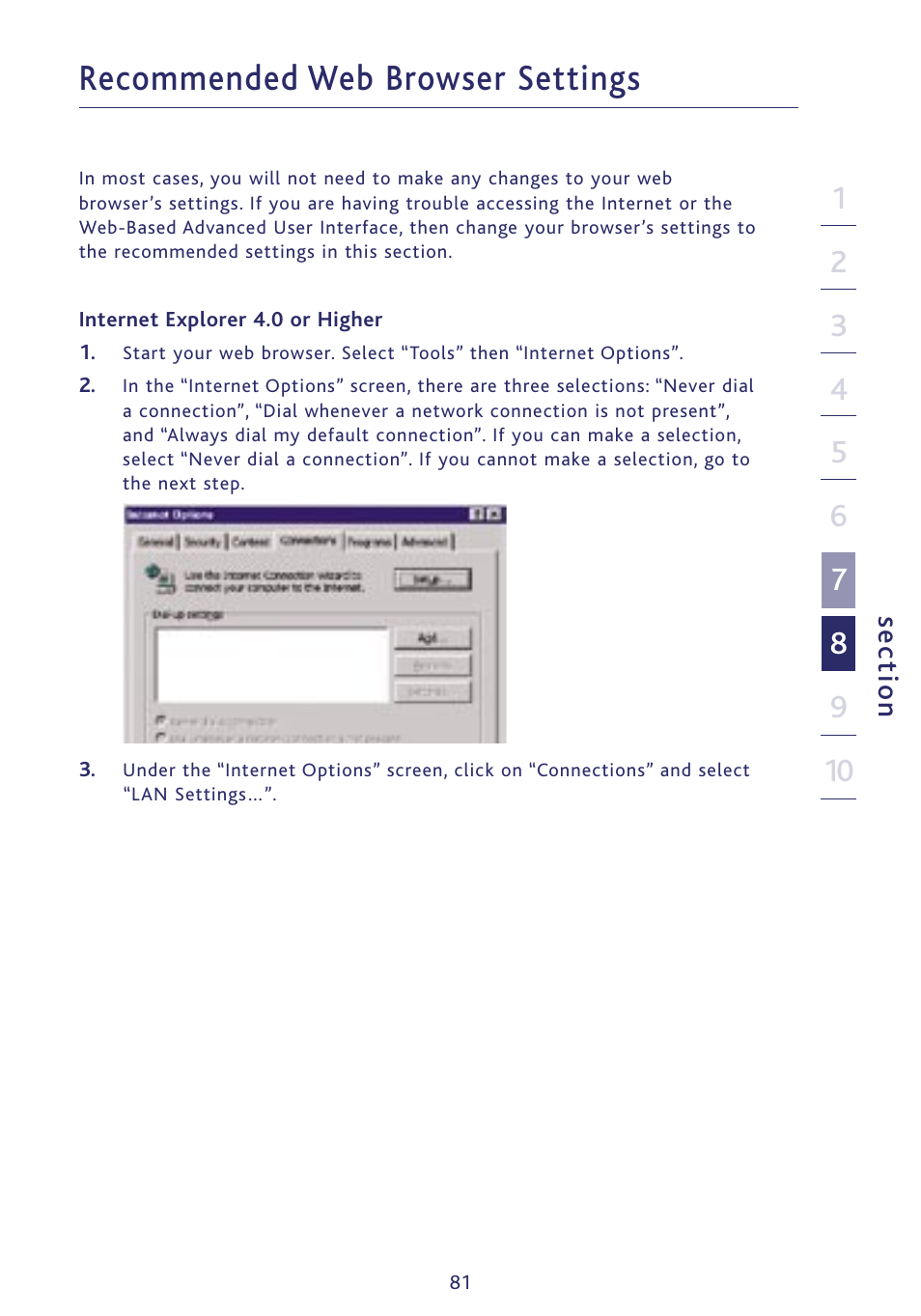 Recommended web browser settings | Ativa P75234 User Manual | Page 86 / 108