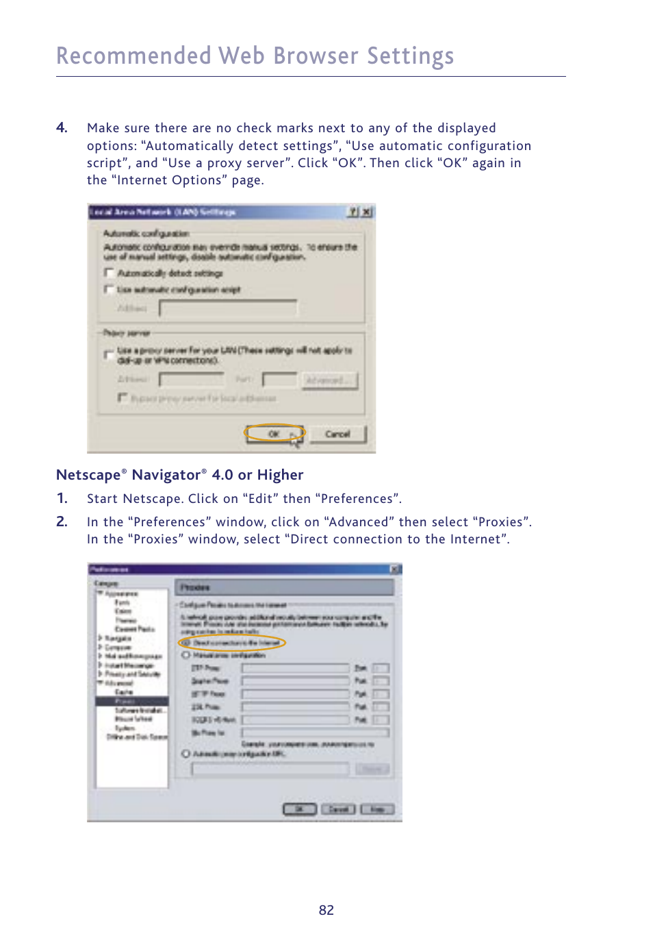 Recommended web browser settings | Ativa P75234 User Manual | Page 87 / 108