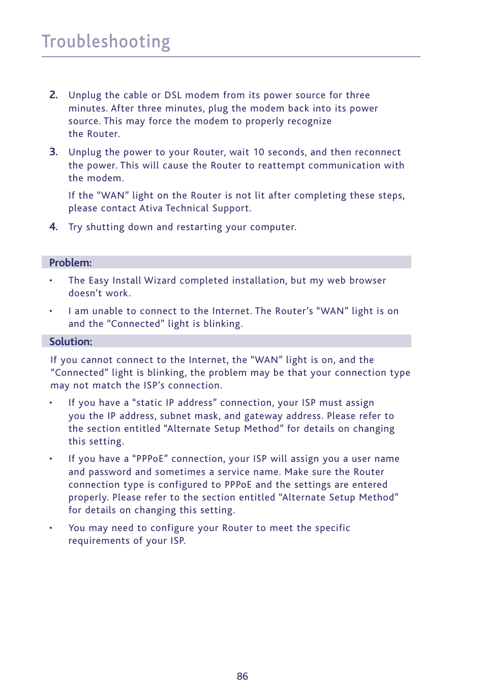 Troubleshooting | Ativa P75234 User Manual | Page 91 / 108