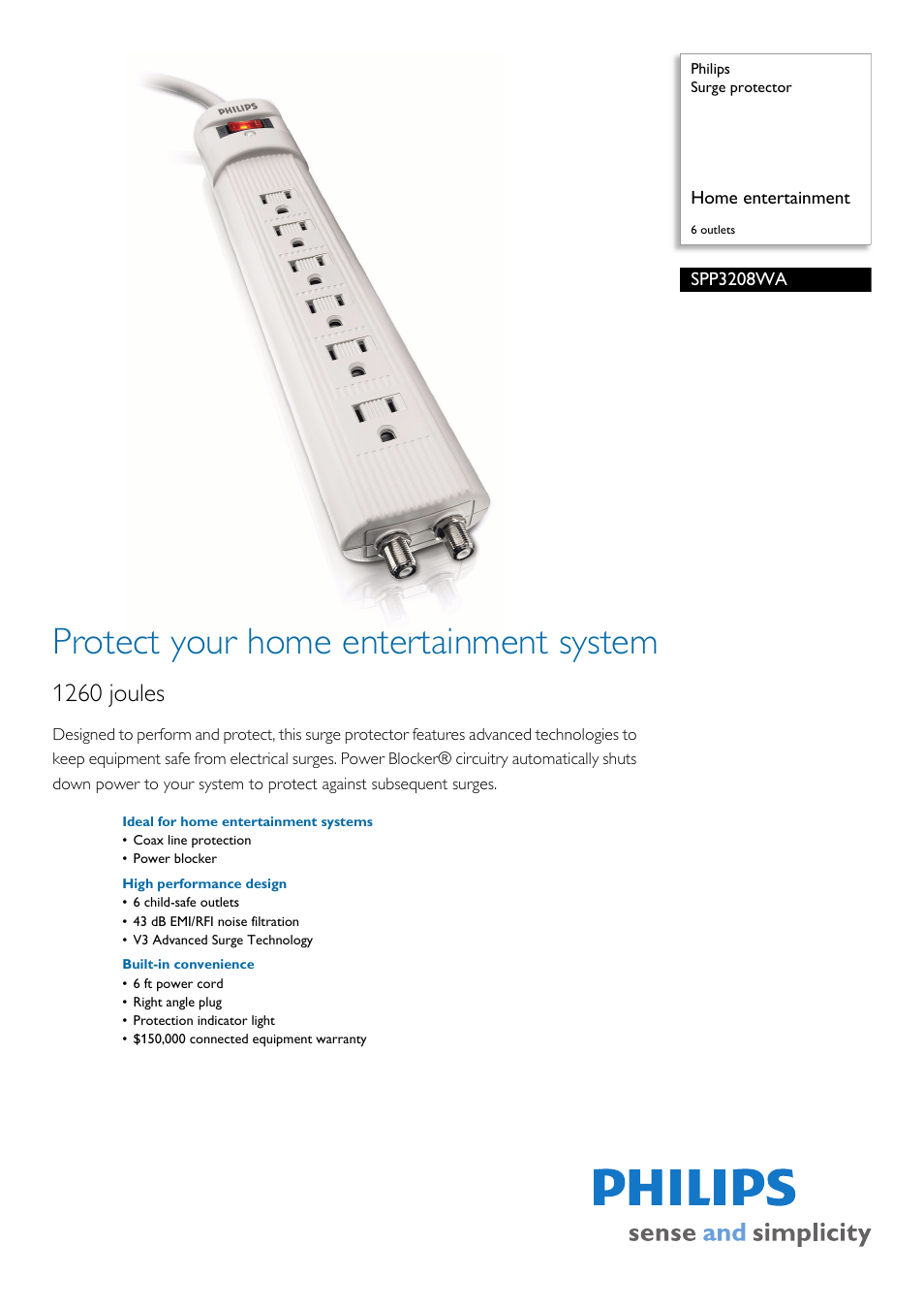 Philips SPP3208WA-17 User Manual | 2 pages