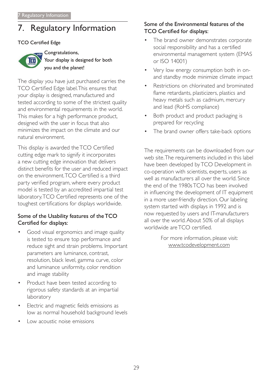 Regulatory information | Philips 220B4LPCB-27 User Manual | Page 31 / 47