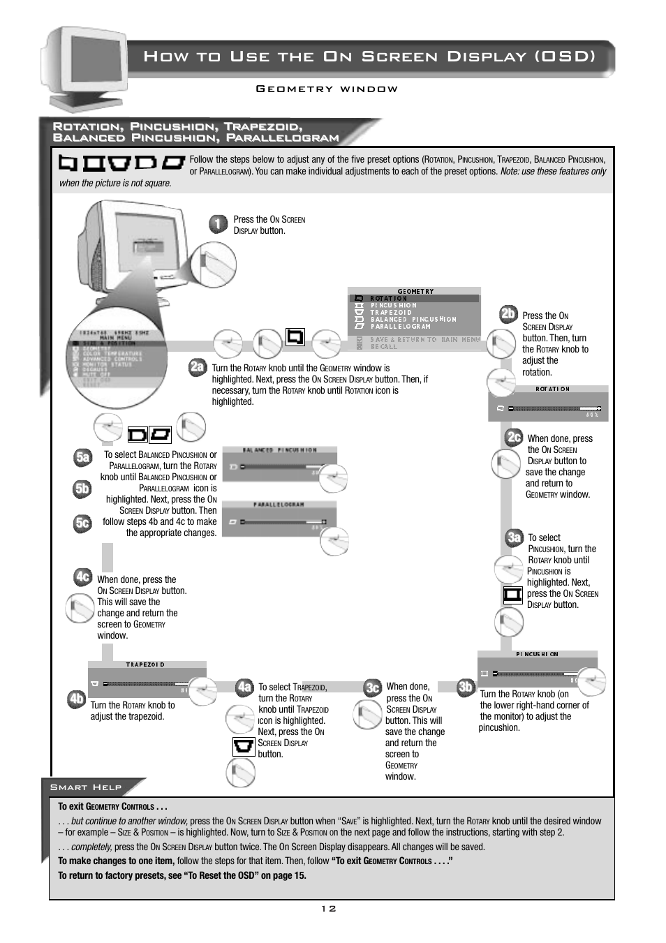 How to use the on screen display (osd) | Philips 15B2322Q User Manual | Page 13 / 20