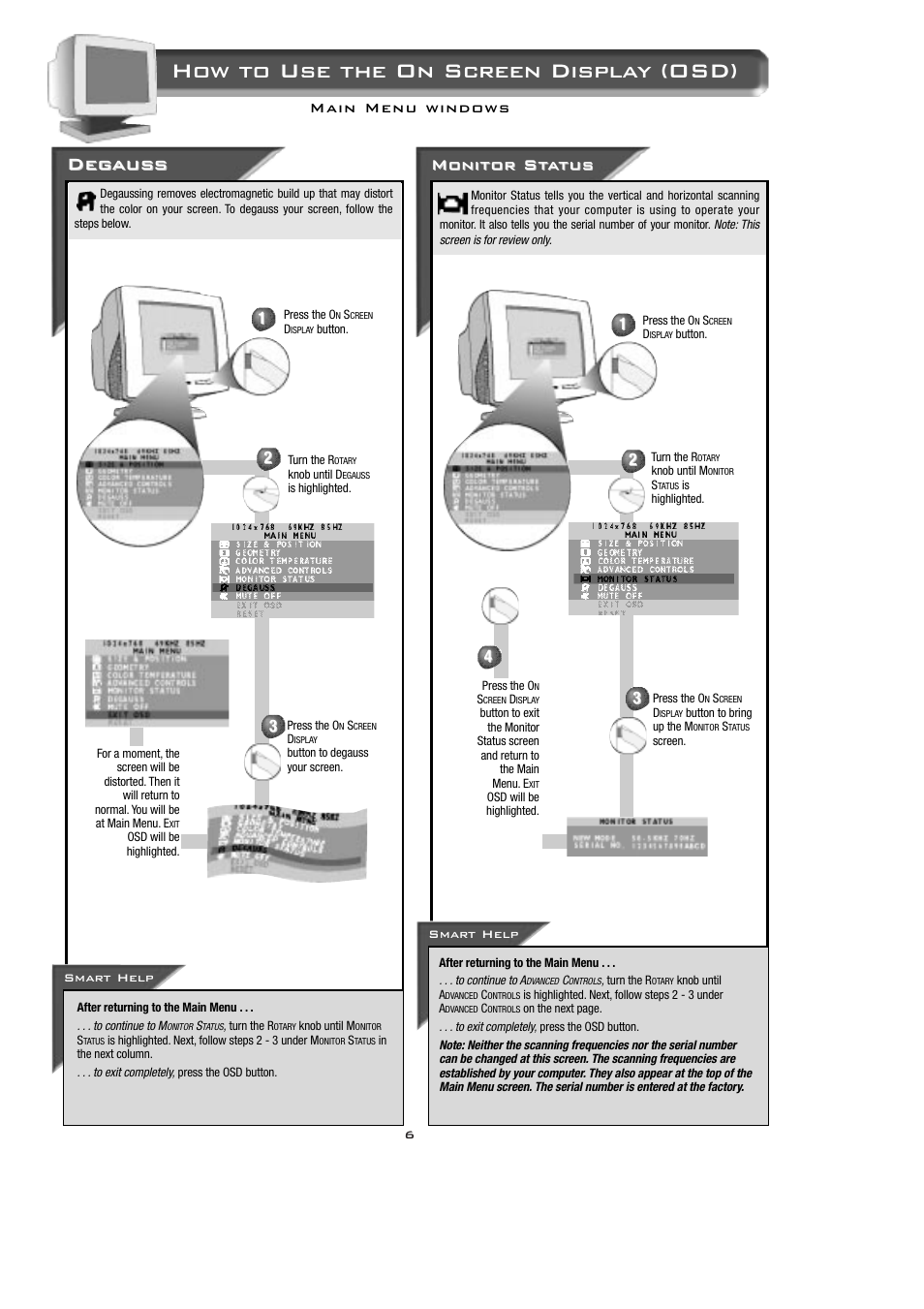 How to use the on screen display (osd), Deg aus aus s s, Monitor st | Monitor st a a tus tus | Philips 15B2322Q User Manual | Page 7 / 20