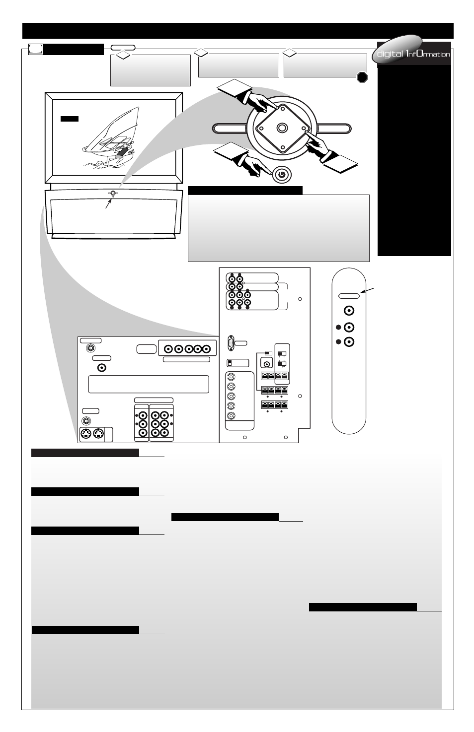 Dptv d, Escription of, Ontrols and | Peration dptv, Digital, Source exit up ch ch down + vol vol – m, Rmation | Philips HD6400W User Manual | Page 2 / 8