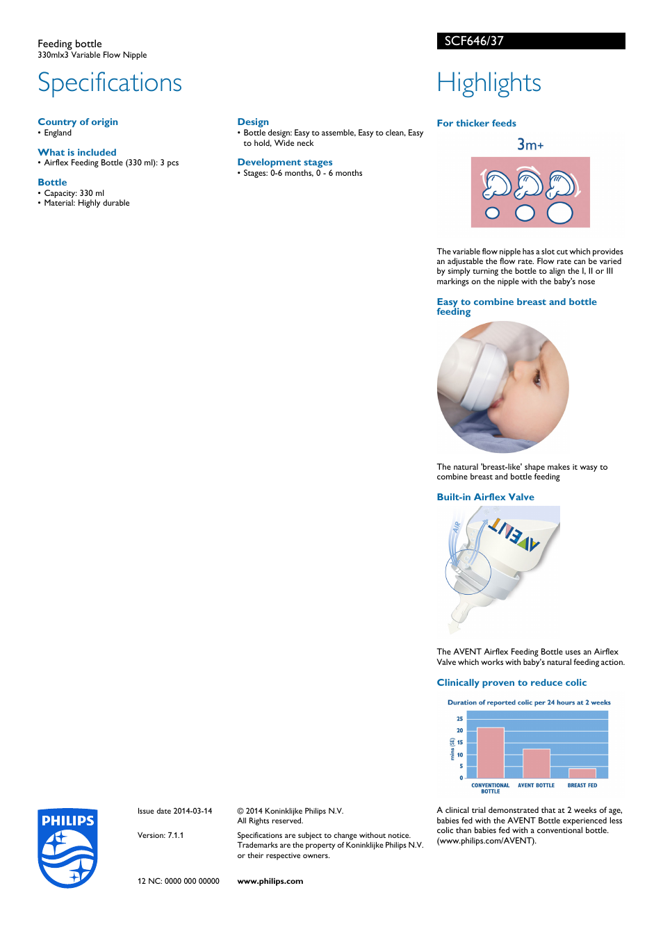 Specifications, Highlights | Philips SCF646-37 User Manual | Page 2 / 2