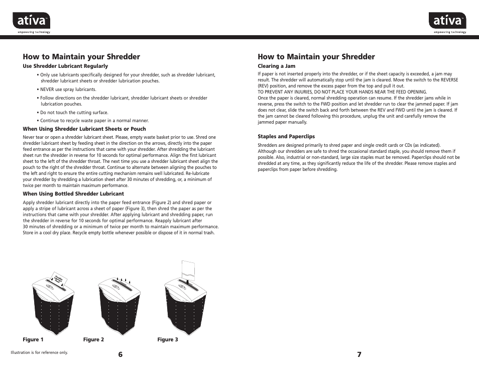 How to maintain your shredder | Ativa CS2171 User Manual | Page 4 / 5