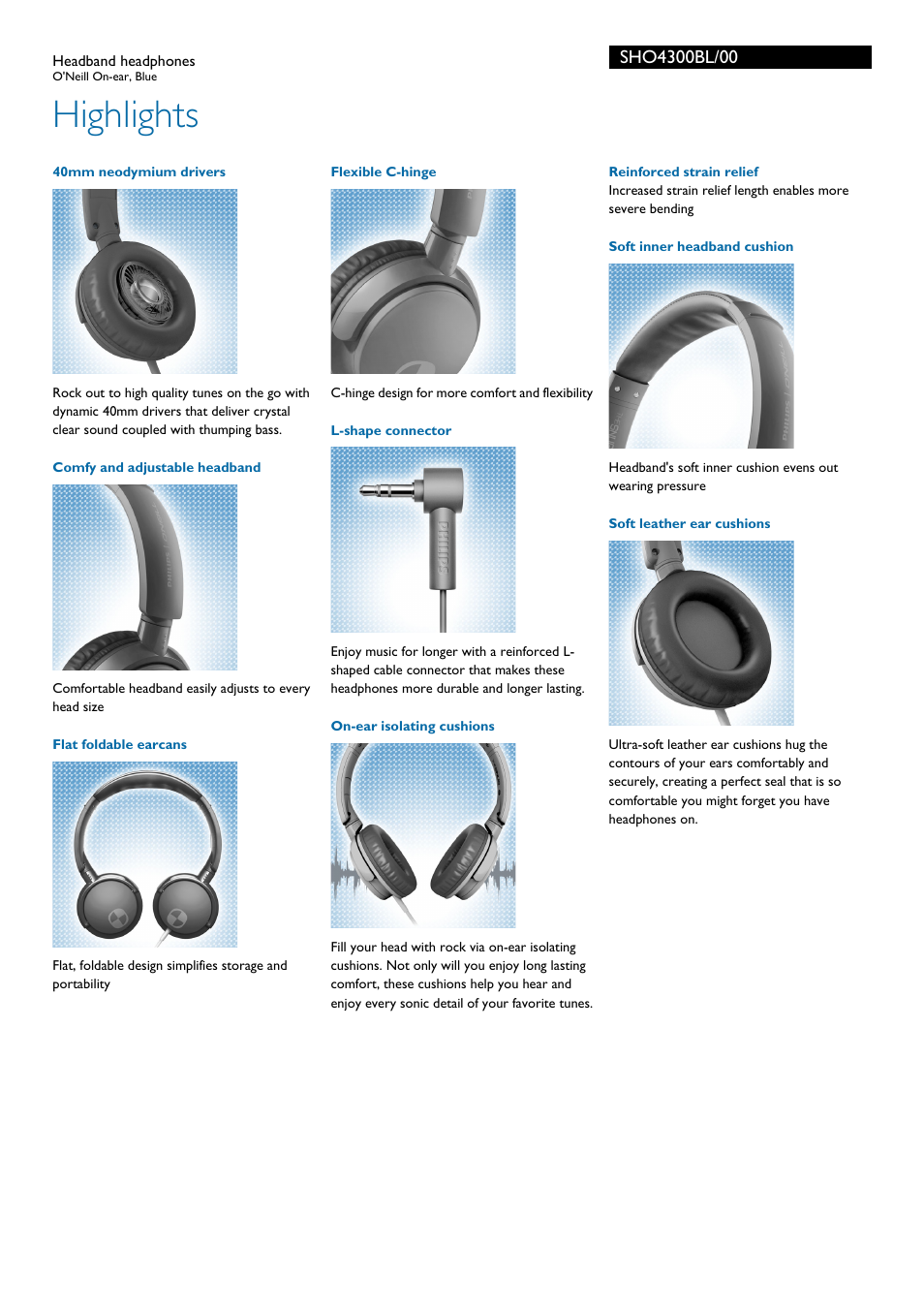 Highlights | Philips SHO4300BL-00 User Manual | Page 2 / 3