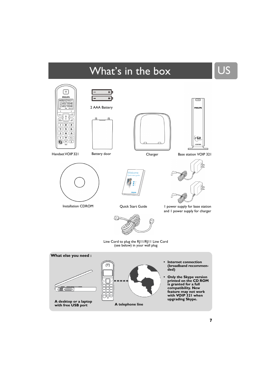 What’s in the box | Philips VOIP3212G-37 User Manual | Page 7 / 50