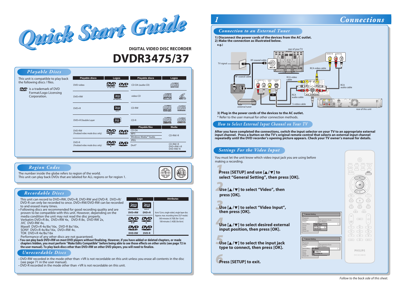Philips DVD Player-Recorder User Manual | 2 pages