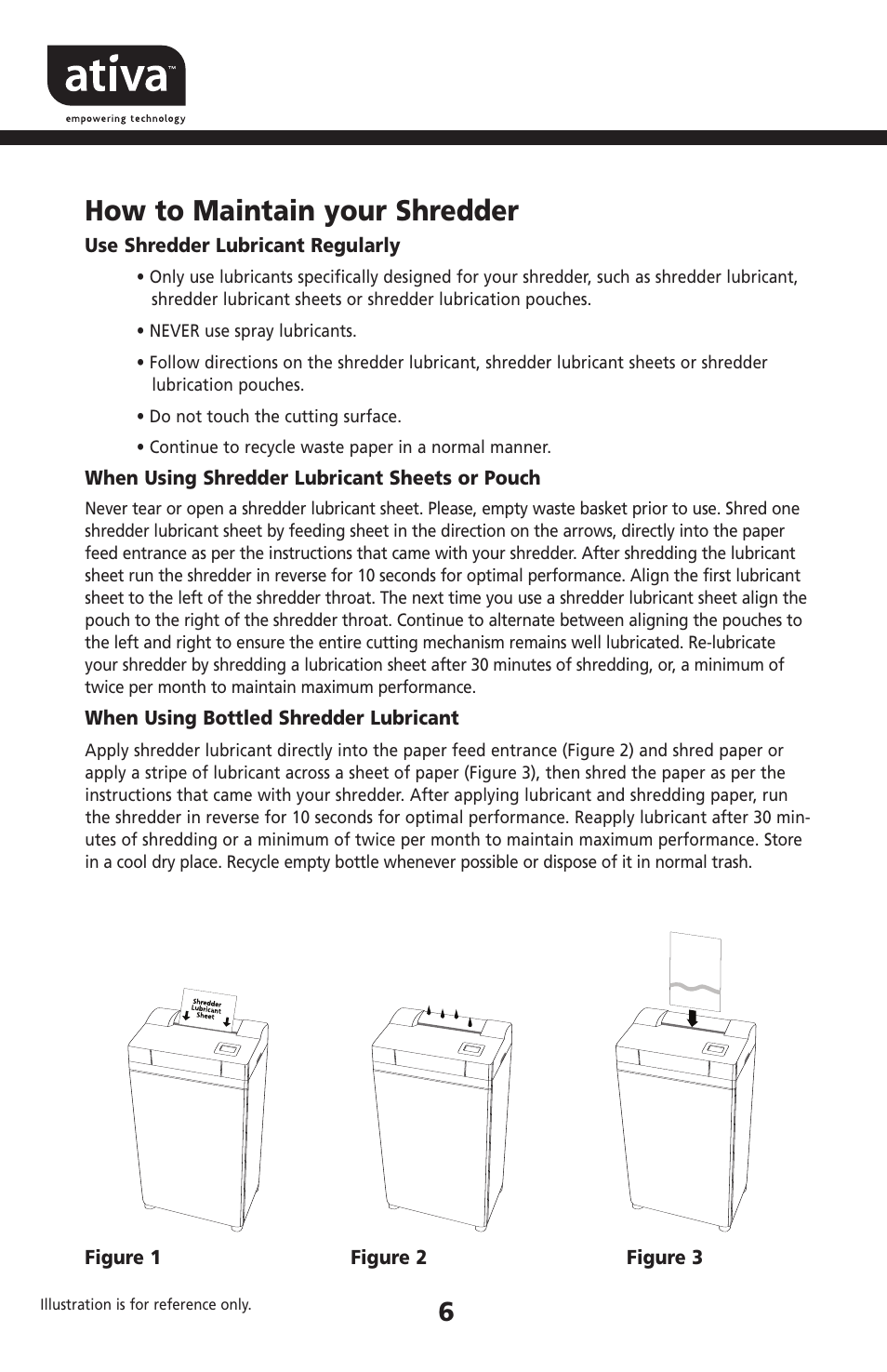 How to maintain your shredder | Ativa DXC240C User Manual | Page 6 / 9