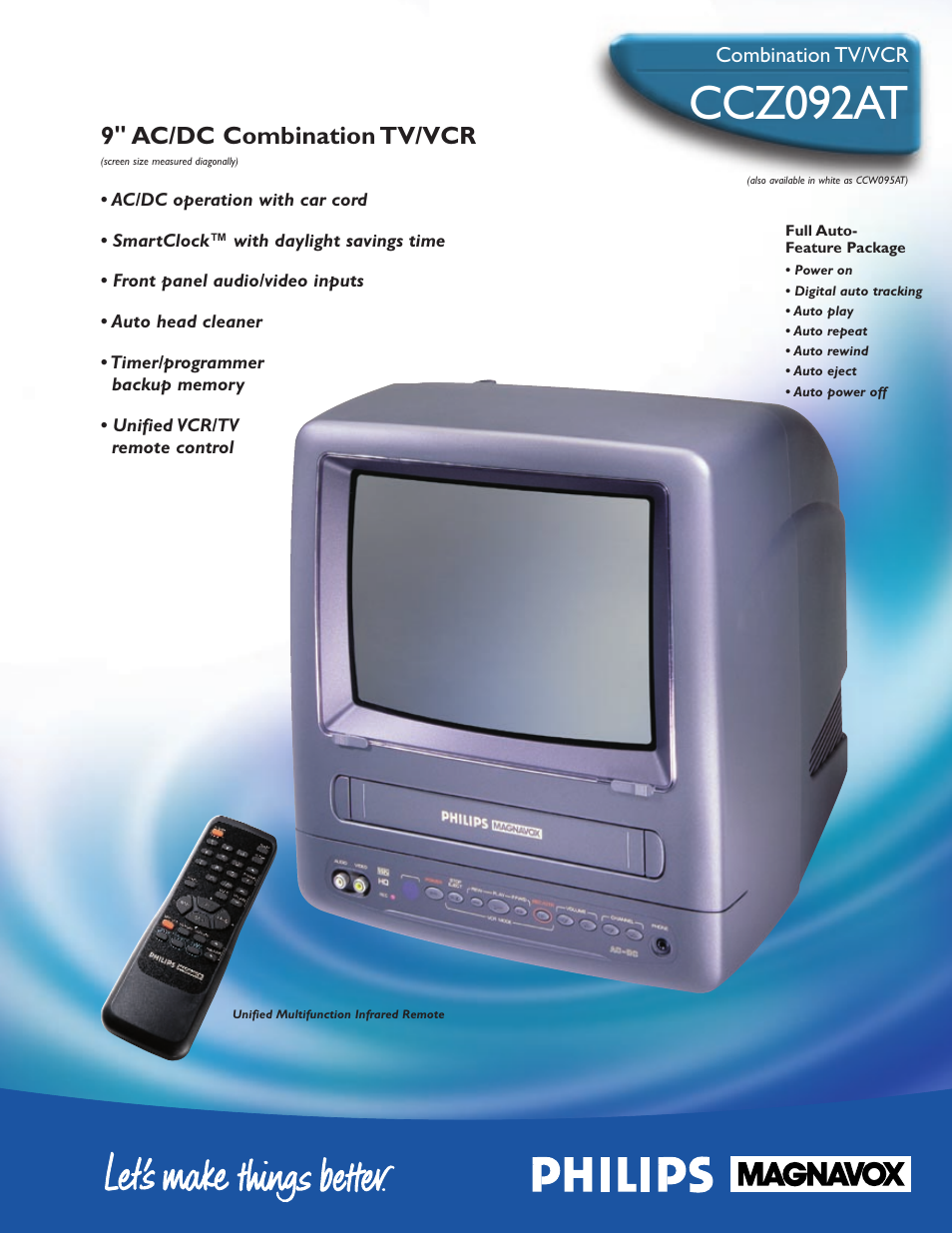 Philips TV-VCR 9 in 2 HD User Manual | 2 pages