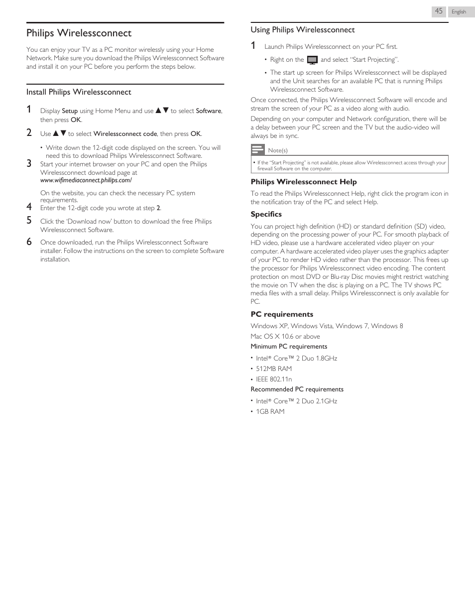 Philips wirelessconnect | Philips 46PFL3608-F7 User Manual | Page 101 / 113