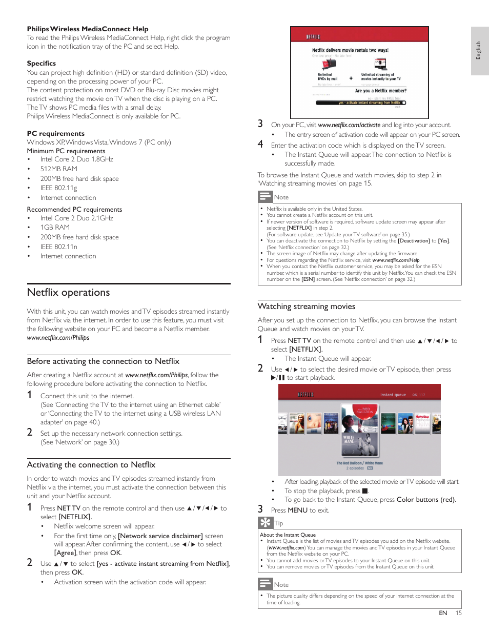 Netfl ix operations | Philips 55PFL5705DV-F7 User Manual | Page 16 / 47