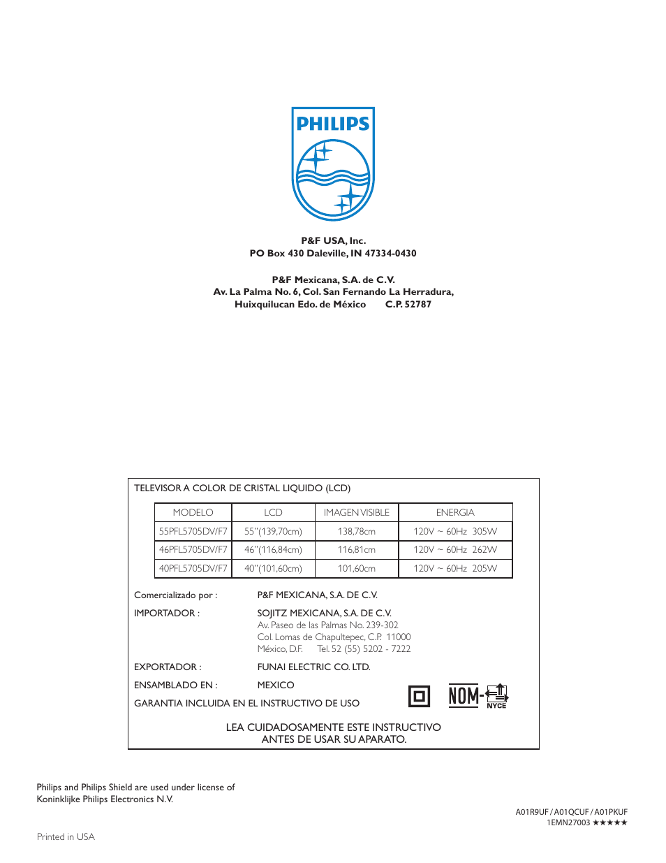 Philips 55PFL5705DV-F7 User Manual | Page 47 / 47